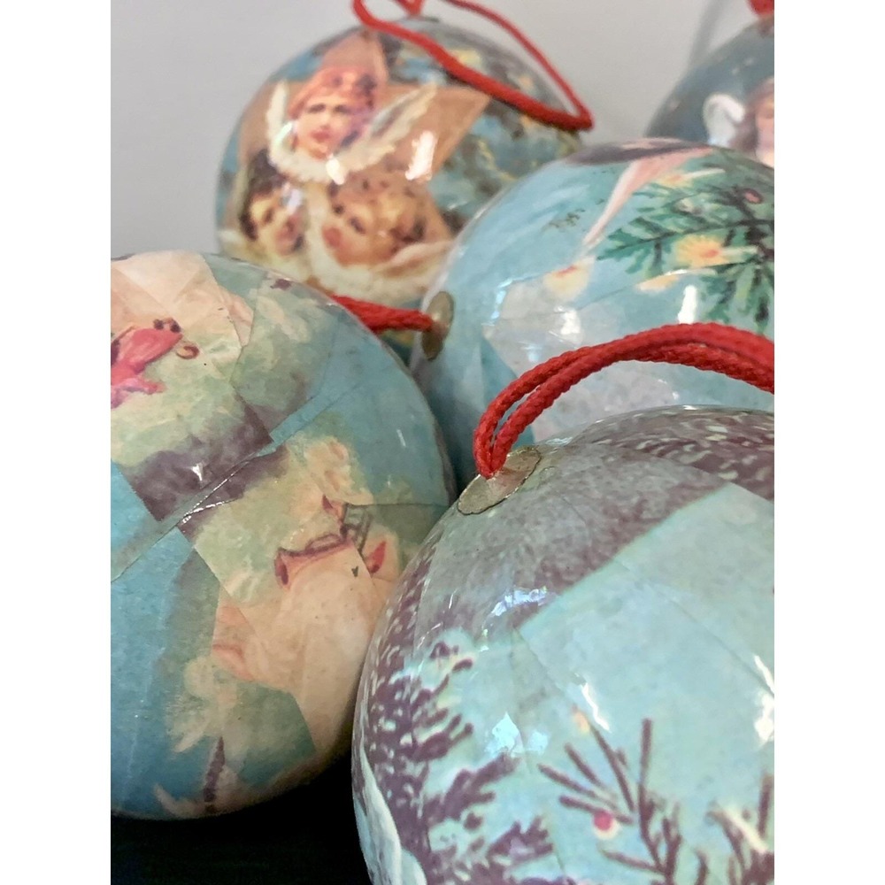 Vintage Paper Mache Germany Tree Victorian Style Christmas Ornaments Lot Of 12 - Picture 6 of 8